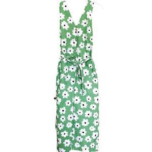 Monki Green Floral Retro Sleeveless Playsuit Jumpsuit with Pockets Size S